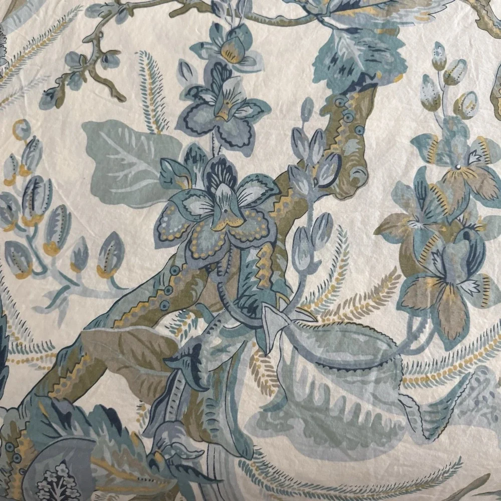 Pottery Barn Sydney Palampore Duvet Cover King Organic Cotton Botanical Blue